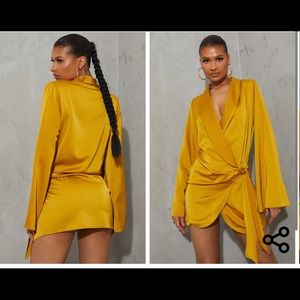 Pretty Little Things. Yellow (mustard) Satin. Size 2/Small.